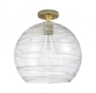 Athens Deco Swirl - 1 Light - 14 inch - Brushed Brass - Semi-Flush Mount (3442|434-1F-BB-G1213-14CL)
