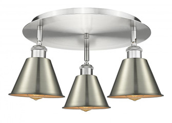 Ballston - 3 Light - 18 inch - Satin Nickel - Semi-Flush Mount (3442|516-3C-SN-M8-SN)
