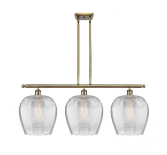 Norfolk - 3 Light - 38 inch - Antique Brass - Stem hung - Island Light (3442|516-3I-AB-G462-12-LED)
