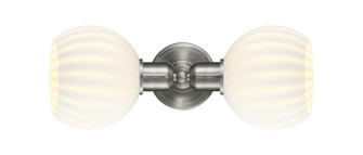 White Venetian - 2 Light - 15 inch - Brushed Satin Nickel - Linear Bath Vanity Light (3442|900-2W-SN-G1217-6WV)