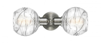 Athens Deco Swirl - 2 Light - 16 inch - Brushed Satin Nickel - Linear Bath Vanity Light (3442|900-2W-SN-G1213-6CL)
