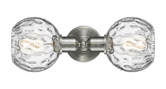 Athens Water Glass - 2 Light - 15 inch - Brushed Satin Nickel - Linear Bath Vanity Light (3442|900-2W-SN-G1215-6)