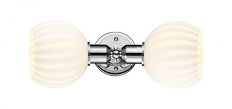 White Venetian - 2 Light - 15 inch - Polished Chrome - Linear Bath Vanity Light (3442|900-2W-PC-G1217-6WV)