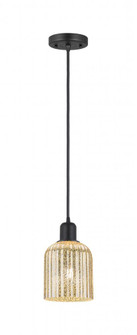 Bridal Veil - 1 Light - 5 inch - Matte Black - Cord hung - Mini Pendant (3442|900-1P-BK-G559-5ME)