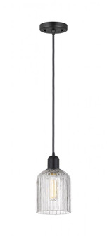 Bridal Veil - 1 Light - 5 inch - Matte Black - Cord hung - Mini Pendant (3442|900-1P-BK-G559-5CL)