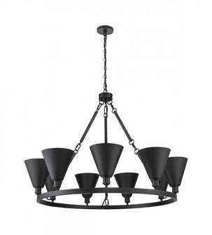 Berkshire Metal - 9 Light - 46 inch - Matte Black - Chain Hung - Chandelier (3442|840-BK-MBC-8-BK)