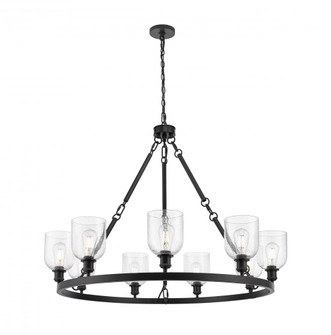 Bella - 9 Light - 44 inch - Matte Black - Chain Hung - Chandelier (3442|840-BK-G558-6SDY)