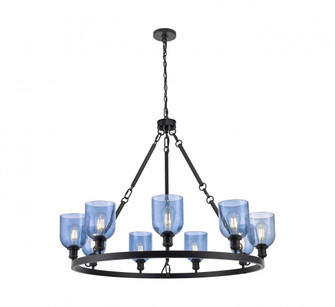 Bella - 9 Light - 44 inch - Matte Black - Chain Hung - Chandelier (3442|840-BK-G558-6BL)