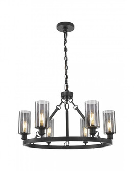 Crown Point - 6 Light - 32 inch - Matte Black - Chain Hung - Chandelier (3442|830-BK-G434-7SM)