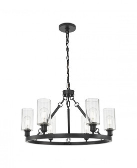 Crown Point - 6 Light - 32 inch - Matte Black - Chain Hung - Chandelier (3442|830-BK-G434-7SDY)