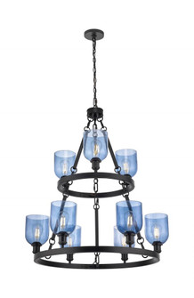 Bella - 9 Light - 34 inch - Matte Black - Chain Hung - Chandelier (3442|8203-BK-G558-6BL)