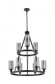 Crown Point - 9 Light - 32 inch - Matte Black - Chain Hung - Chandelier (3442|8203-BK-G434-7SM)