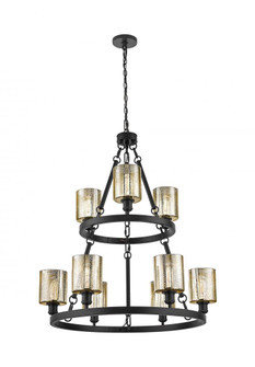 Cobbleskill - 9 Light - 33 inch - Matte Black - Chain Hung - Chandelier (3442|8203-BK-G116)