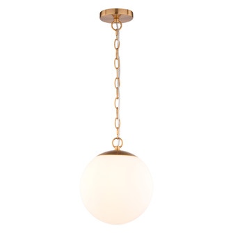 Linden 10-In. W 1 Light Globe Pendant Muted Brass With Frosted Opal Glass (51|P0454)