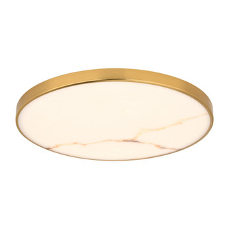 VAXCEL Aurelia 1-Light 16 in. Brushed Gold Brass Contemporary Round Flush Mount Ceiling Light, White (51|C0357)