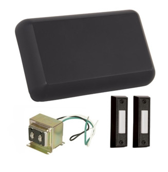 Builder Chime Kit in Flat Black w/ 2 Illuminated Black Buttons and T1630 Transformer (20|CK6001-FB)