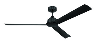 Charming 62'' 3-Blade Ceiling Fan in Flat Black w/ Flat Black Blades; Light Kit Sold Separately (20|CHM62FB3)