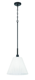 Pleated II 1 Light 17.5'' Pendant in Flat Black (Cased White Glass) (20|62392-FB)