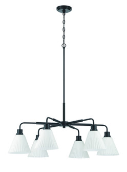 Pleated II 6 Light Chandelier in Flat Black (Cased White Glass) (20|62326-FB)