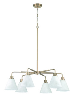 Pleated II 6 Light Chandelier in Premium Bronze (Cased White Glass) (20|62326-CPZ)