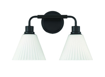 Pleated II 2 Light Vanity in Flat Black (Cased White Glass) (20|62302-FB)