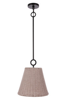 Kirsten 1 Light 12'' Pendant in Flat Black (White Rattan) (20|61891W-FB)