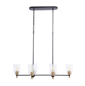 Council 6 Light Island in Flat Black/Satin Brass (Clear Swirl Texture Glass) (20|60376-FBSB-C)