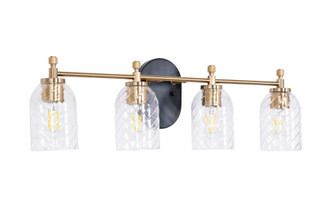 Council 4 Light Vanity in Flat Black/Satin Brass (Clear Swirl Texture Glass) (20|60304-FBSB-C)