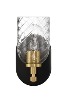 Council 1 Light Wall Sconce in Flat Black/Satin Brass (Clear Swirl Texture Glass) (20|60301-FBSB-C)
