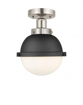 Edison - 1 Light - 7 inch - Satin Nickel - Semi-Flush Mount (3442|616-1F-SN-HFS-61-BK)