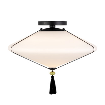 Reeve 15-in Matte Black Flush Mount with Opal Glass (7713|SF481015MBOP)