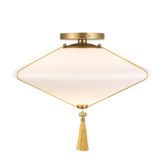 Reeve 15-in Brushed Gold Flush Mount with Opal Glass (7713|SF481015BGOP)