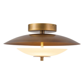 Prescott 16-in Vintage Brass Dimmable LED Flush Mount with Opal Matte Glass (7713|SF315015VBOP)