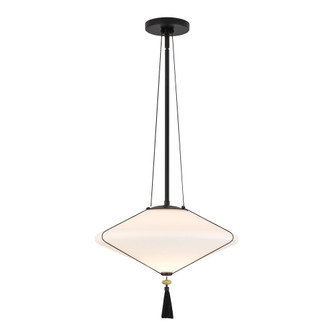 Reeve 15-in Matte Black Pendant with Opal Glass (7713|PD481015MBOP)