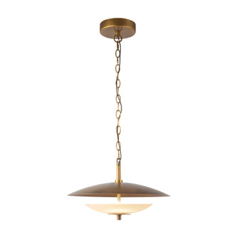 Prescott 16-in Vintage Brass Dimmable LED Pendant with Opal Matte Glass (7713|PD315015VBOP)