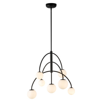 Fiona 27-in Matte Black Chandelier with Opal Glass (7713|CH686027MBOP)