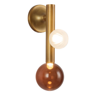 Reese 14-in Vintage Brass Dimmable LED Wall Sconce with Amber Glass (461|WS32814-VB/AM)
