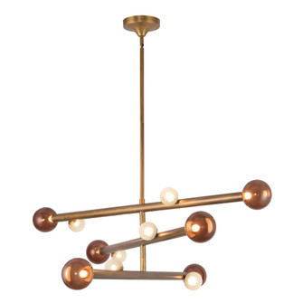 Reese 48-in Vintage Brass Dimmable LED Chandelier with Amber Glass (461|CH32848-VB/AM)
