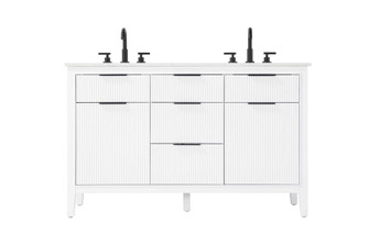 54 inch Double Bathroom Vanity in White (758|VF29854DWH)