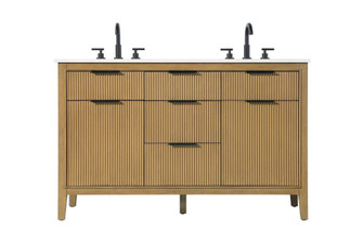 54 inch Double Bathroom Vanity in Honey Teak (758|VF29854DHT)