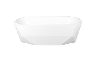 67 inch soaking diamond style bathtub in glossy white and polished chrome (758|BT21167GW-PCH)