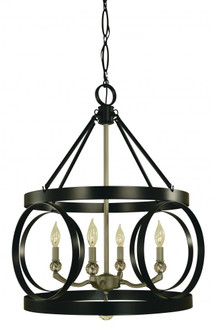 4-Light Matte Black/Satin Brass Amelia Dining Chandelier (84|5704 MBLACK/SB)