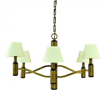 6-Light Antique Brass/Matte Black Accents Hampton Dining Chandelier (84|5636 AB/MBLACK)
