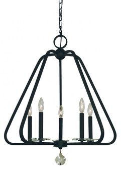 5-Light Matte Black Triangulum Dining Chandlier (84|5515 MBLACK)