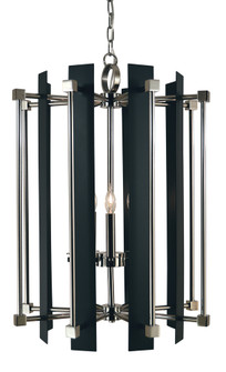 5-Light Polished Nickel/Matte Black Louvre Chandelier (84|4805 PN/MBLACK)