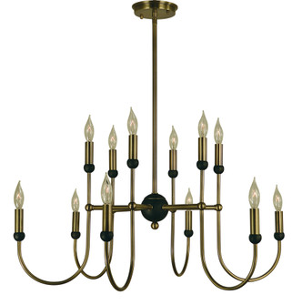 12-Light Antique Brass/Matte Black Nicole Chandelier (84|4798 AB/MBLACK)