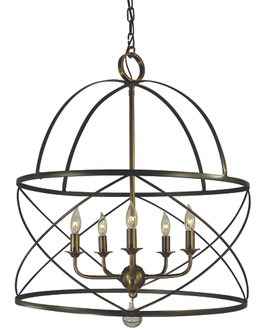 5-Light Mahogany Bronze/Polished Nickel Nantucket Chandelier (84|4415 MB/PN)