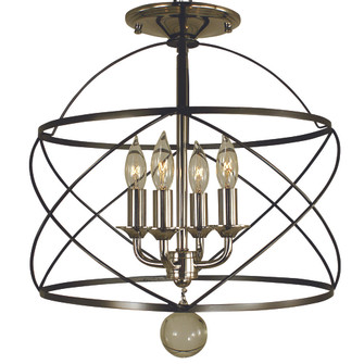 4-Light Mahogany Bronze/Polished Nickel Nantucket Flush / Semi Flush Mount (84|4411 MB/PN)