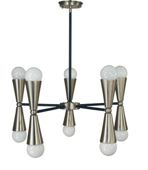 10-Light Satin Brass/Matte Black Equinox Chandelier (84|3035 SB/MBLACK)