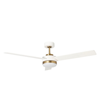 52'' 3-Blade 5CCT LED Ceiling Fan - Brass and Matte White Finish Blades with Etched Lens (670|1100LED-BR-MWW)